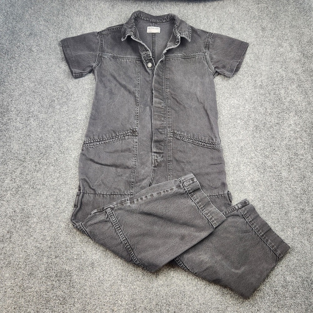 We The Free Washed Charcoal Short-Sleeve Utility Jumpsuit